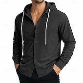 abordables Camisas informales elegantes para hombre-Hombre Camisa Camisa casual Camisa de Pana Abotonar la camisa Negro Blanco Verde Claro Rojo Azul Marino Manga Larga Plano Con Capucha Casual Diario Con Capucha Ropa Elegante Moda Casual