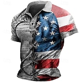 levne Patriotických 250 Polos-4. července 2026 250. Pánské Americká vlajka veteráni Polokošile Golfová košile Krátký rukáv Polo tričko Košile s límečkem Na běžné nošení Streetwear Oblečení na dovolenou Párty oblečení 3D tisk