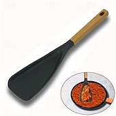 levne Kuchyňské náčiní a pomůcky-Sada 2/3 lžic na vaření na nepřilnavé pánve, žáruvzdorné matné silikonové náčiní s dřevěnými rukojeťmi, ideální pro míchání, nabírání, vaření a servírování, odolné kuchyňské náčiní pro domácnost a