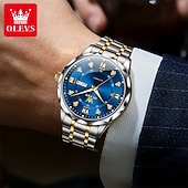 cheap Mechanical Watches-OLEVS Automatic Watch for Men, All Black Stainless Steel Luxury Business Self Winding Wristwatch with Day Date and Luminous Diamonds, Waterproof Analog Dress Watch, Gift for Husband Dad
