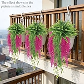 זול פרח מלאכותי-סט לתליית קיר מלאכותי של 4 שרכים ואקליפטוסים, קישוט מודרני לגינה ולפטיו, מושלם לאביב, יום האהבה, יום האם