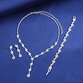 cheap Jewelry Sets-Jewelry Set Three-piece Suit Chrome 1 Necklace 1 Bracelet Earrings Women's Elegant Stylish Jewelry Set For Party Wedding