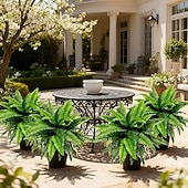 levne Umělé rostliny a zeleň-2/4 ks hustých umělých rostlin bostonské kapradiny, prémiová dekorativní umělá zeleň pro interiér i exteriér, ideální pro svatby, hotely, zahrady, nádvoří, fotografování, estetickou výzdobu pokojů a