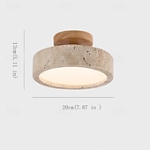 voordelige Ring &amp; Rond Ontwerp-armatuur Japanse wabi-sabi 1 lichtpunt E26 natuurlijk geel travertin plafondlamp Scandinavische crème stijl massief houten voet plafondlampen b &amp;b entreehal gangpad ingang balkon plafondverlichting