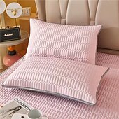 cheap Sheets &amp; Pillowcase-Cooling Pillowcase Quilted Ice Silk Pillow Cover Soft Breathable Bed Pillow Protector for Summer Sleeping