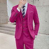 levne Formální obleky-Pánské Svatební Večírek Obleky Otevřené Černá Bílá Jednobarevné Standardní uložení Sada 3 kusů Jednořadé s jedním knoflíkem