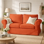  100% Cotton 2 Seater Sofa Cover Sofa Bed Slipcover with Cushion and Backrest Covers Washable Furniture Protector Fits Ektorp Couch Slipcover