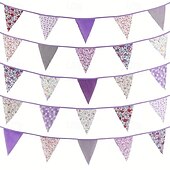 baratos Evento e suprimentos de festa-Bandeirinhas de tecido floral estilo campestre de 10m/393,7 polegadas, bandeirinhas de cordão para pendurar em ambientes internos e externos, bandeirinhas de puxar com estampa floral vintage para
