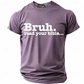  Bruh Read Your Bible Funny Christian Men's Sarcastic Religious Meme T Shirt Graphic Crew Neck Short Sleeve Church Youth Group Gift for Son Designer Clothing Apparel