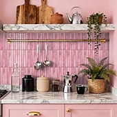 Недорогие Стикеры на стену-20pcs 3d Self-Adhesive Wall Imitation Tile Sticker, Removable Wall Sticker With Pink Decorative Pattern, Used For Kitchen Back Fender, Bedroom And Living Room Decoration Home Wall Renovation Decorativ