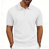 cheap Men's Classic Polo-Men's Polo Polo Shirts Casual Street Lapel Short Sleeve Basic Modern Plain Lightweight Buttons Summer Spring Regular Fit Black White Khaki Dark Grey Army Green Polo