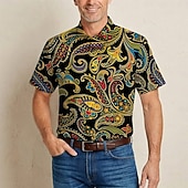  Retrò Vintage Hippie Anni '70 Camicia Maniche corte Hippie Paisley Etnico Costume Per uomo Festival Musicale Feste Abbigliamento quotidiano Adulti Camicia Primavera & Estate