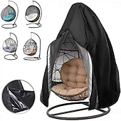 رخيصةأون أغطية أثاث الفناء-أغطية أثاث الفناء، أغطية كراسي الفناء البيضاوية بسحاب، غطاء كرسي خارجي مقاوم للماء والظروف الجوية القاسية، غطاء كرسي معلق مقاوم للرياح، 75 بوصة × 45 بوصة، أسود، عبوة واحدة