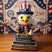 abordables 250 Aniversario de los EE. UU.-Figura de águila patriótica del 250 aniversario, libertad &amp;Estatua de águila de resina con el símbolo de la libertad, decoración conmemorativa del 250 aniversario de EE. UU. para el hogar, la oficina