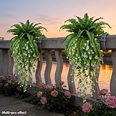 levne Umělé rostliny a zeleň-4 ks/sada umělých nástěnných závěsů s kamélií v kombinaci s bostonskými kapradinami, velká umělá venkovní zeleň a květiny, vhodné pro venkovní svatby, moderní zahradní dekorace