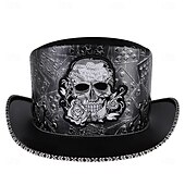 abordables Accessoires et plus-Punk &amp; Gothique Médiéval Steampunk Haut-de-forme Médecin de la peste Fleuri Crâne Déguisement Homme Fantaisie Halloween Carnaval Performance LARP Foire de la Renaissance Adulte Chapeau