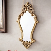 cheap Sculptures-Vintage Gold Decorative Wall Mirror, 3D Classical Floral Resin Hand-Painted Hanging Mirror, Home Wall Art for Bathroom, Vanity, Bedroom Décor, Holiday Gift, Photography Prop