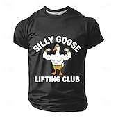  T-shirt humoristique pour homme avec un dessin d'oie musclée faisant des flexions de biceps, idéal pour la salle de sport, le fitness et la musculation. Coupe classique, cadeau idéal pour les