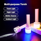 ieftine Lanterne-Lanternă compatibilă, reîncărcabilă cu LED, încărcare USB-C, lumină în 7 culori, rezistentă la apă IP55, lanternă compactă utilizată pe scară largă în camping, drumeții, situații de urgență