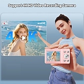 olcso Sportkamerák-4k digitális fényképezőgép fotózáshoz, 64 megapixeles vlogoló kamera YouTube-hoz 16x zoommal, kompakt kompakt fényképezőgép gyerekeknek, tinédzsereknek, kezdőknek, diákoknak, hordozható utazókamera