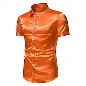 halpa Topit-Retro / vintage Disko 1980 luku Pusero Lyhyet hihat Disko Kiiltävä metallinen Yhtenäinen väri Naamiaispuku Miesten Karnevaali Juhla Baari Yökerho Aikuiset Pusero Kevät kesä