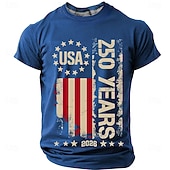 billige Patriotiske 250 T-skjorter-4. juli 2026 250. Herre Helfarge Amerikansk amerikansk flagg T skjorte Kortermet T skjorte 3D-utskrift Crew-hals Skjorte Vintage retro Patriotisk Daglig Festival Blå Svart Burgunder Sommer Vår Klær S