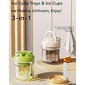cheap Ice Cube Tray-3-in-1 Water Bottle Ice Cube Tray with Straw &amp; Lid, Portable Touch-Free Iceball Kettle, Reusable Storage Bottle, Easy Press to Release Silicone Icing Tray for Gym, Travel, Juice &amp; Coffee