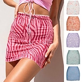 abordables Jupes graphiques-Femmes Jupe de vacances Mode Occasionnel Mini Taille haute Jupes Floral Imprimé Micro-Élastique Quotidien Rue Bleu Blanche Violet Fuchsia Été