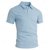  Homens Pólo Camisas Polo Casual Rua Lapela Manga Curta Básico Moderno Tecido Leve Botões Verão Primavera Normal Preto Branco Azul Claro Pólo