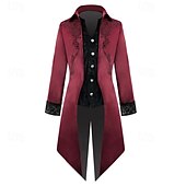 cheap Outerwear-Retro Vintage Punk &amp; Gothic Medieval Coat Tailcoat Prince Nobleman Jacquard Fancy Dress Men's Ebenezer Scrooge Elf Royal Steampunk Masquerade Party Adults Coat Christmas