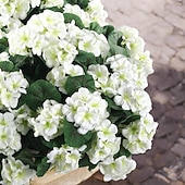  6 חבילות פרחים מלאכותיים גרניום לקישוט חיצוני, פרחי גרניום משי במראה עמיד בפני UV צמחים מלאכותיים אמיתיים לדלת הכניסה גינה מרפסת עציץ פטיו מרפסת חצר בית מקורה