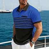 economico Polo Classico da Uomo-Per uomo Maglia da golf Polo a Maglia Waffle Casuale Affari Classico Manica Corta Moda Moderno Tinta unica A righe Blocco di colore Bottoni Primavera &amp; Estate Estate Primavera Vestibilità regolare