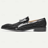voordelige Premium leren loafers-Premium herenloafers van echt zwart lakleer met spitse neus en franjes, geschikt voor zakenlieden, bruiloftsgasten, banketten, feesten en luxe avondkleding.