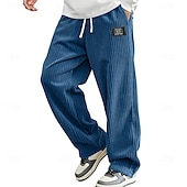 economico pantaloni casual-Per uomo Pantaloni Pantaloni in velluto a coste Pantaloni invernali Pantaloni Larghi Coulisse Elastico in vita Tinta unica Comodità Lunghezza intera Quotidiano All'aperto Abbigliamento casual alla