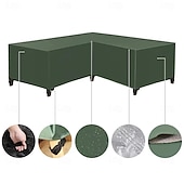 abordables Fundas para Muebles de Patio-Funda para muebles de jardín, funda para sofá esquinero en forma de L, funda impermeable para sofá de ratán, para muebles de jardín, conjunto de asientos, sofá esquinero, conjunto de salón esquinero,