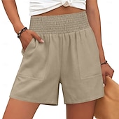 abordables Short de sport-Femmes Chinos Shorts Vacances Basique Court Taille haute Uni Confort Élastique Quotidien Mer bleue Noir Rouge bleu marine Été Printemps Coupe Ample