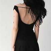 economico T-shirt semplice-Per donna Maglietta Arricciato Semplice Elegante Moda Sexy Senza Maniche Senza Spalle Top Regolari Quotidiano Uscire Weekend Nero Bianco Estate Primavera
