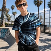 abordables Vision 3D et Géométrie du Garçon-Garçons 3D Graphique Géométrique Illusion d'optique T-shirt Manche Courte Impression 3D Été Printemps Sports Mode Streetwear Enfants 4-12 ans Col Rond Occasionnel Quotidien Extérieur Coupe régulière