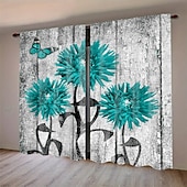 halpa Pimennysverho-2 kpl kasvi- ja kukkataideverhoja, polyesteri-ikkunaverhot tankotaskulla, vihreät kasvitieteelliset kuvioverhot olohuoneeseen, makuuhuoneeseen, keittiöön, asuntolan sisustukseen, kodin sisustukseen