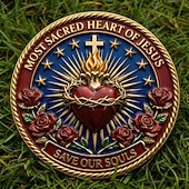  Pamětní mince Nejsvětějšího srdce Ježíšova na počest oddanosti a víry, inspirativní křesťanská sběratelská medaile, náboženský dárek k modlitbě a zbožnému zamyšlení