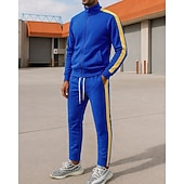 Χαμηλού Κόστους Αθλητικά κοστούμια-Ανδρικά Φόρμα Στολή τρεξίματος Σετ Φόρμας Πλήρες φερμουάρ Συνδυασμός Χρωμάτων Ρούχα σύνολα Φθινόπωρο &amp; Χειμώνας Μαύρο Κίτρινο Για Υπαίθρια Χρήση Ταξίδια Αθλητικά Ζεστό Μακρυμάνικο Αθλητισμός