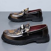 abordables Mocasines-Mocasines de hombre color burdeos con estampado, sin cordones, con detalle metálico y suela gruesa. Zapatos de vestir formales de lujo para bodas, banquetes, fiestas, graduaciones, eventos de moda y ocasiones especiales.