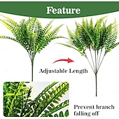 رخيصةأون نباتات صناعية وخضرة-١٠ قطع من السرخس الصناعي - سرخس صناعي للزراعة الخارجية - سرخس صناعي لتزيين أحواض الزهور الخارجية الكبيرة - نباتات صناعية من نوع سرخس بوسطن لتزيين الشرفة