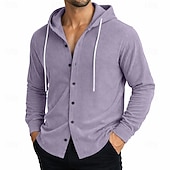 abordables Camisas informales elegantes para hombre-Hombre Camisa Camisa casual Camisa de Pana Abotonar la camisa Negro Blanco Verde Claro Rojo Azul Marino Manga Larga Plano Con Capucha Casual Diario Con Capucha Ropa Elegante Moda Casual