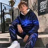 cheap Boy's 3D Vision &amp; Geometry-Boys' 3D Graphic Lightning Hoodie &amp; Sweatpants Set Sports Suit Tracksuits Long Sleeve 3D Print Spring Fall Sports Fashion Casual Kids 4-12 Years Hooded Outdoor Street Regular Fit