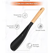 levne Kuchyňské náčiní a pomůcky-Sada 2/3 lžic na vaření na nepřilnavé pánve, žáruvzdorné matné silikonové náčiní s dřevěnými rukojeťmi, ideální pro míchání, nabírání, vaření a servírování, odolné kuchyňské náčiní pro domácnost a