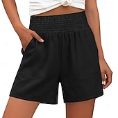 abordables Short de sport-Femmes Chinos Shorts Vacances Basique Court Taille haute Uni Confort Élastique Quotidien Mer bleue Noir Rouge bleu marine Été Printemps Coupe Ample