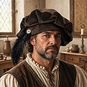 economico Accessori e altro-Medievale Rinascimento elisabettiano Cappello Principe Gentiluomo Ranger Piuma Tinta unica Costume Per uomo Halloween Carnevale Fiera Rinascimentale LARP Festa a tema retrò Adulti Cappello