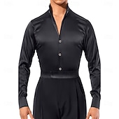 cheap Toppar och set-Men's Latin Ballroom Dance Shirt - Slim Fit Satin Performance Bodysuit for Competition