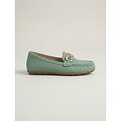 voordelige Damesinstappers &amp; loafers-Dames Groene Kettingdetail Loafers – Comfortabele Instapschoenen voor Dagelijks gebruik Wandelen Reizen en Casual Uitjes
